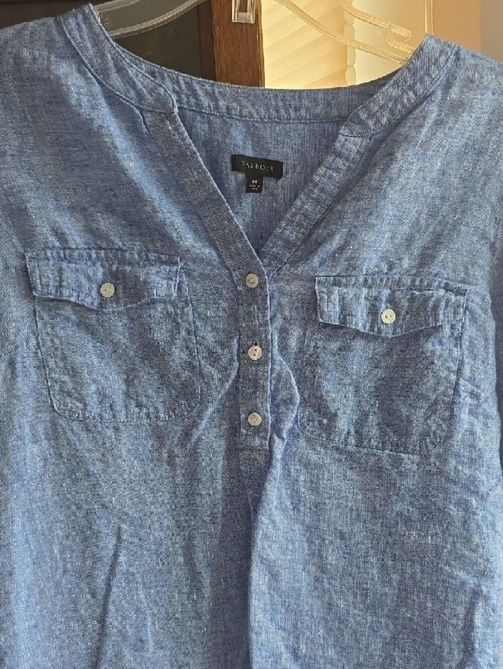 Talbots Light Blue Linen Henley Tunic - Picture 3 of 3